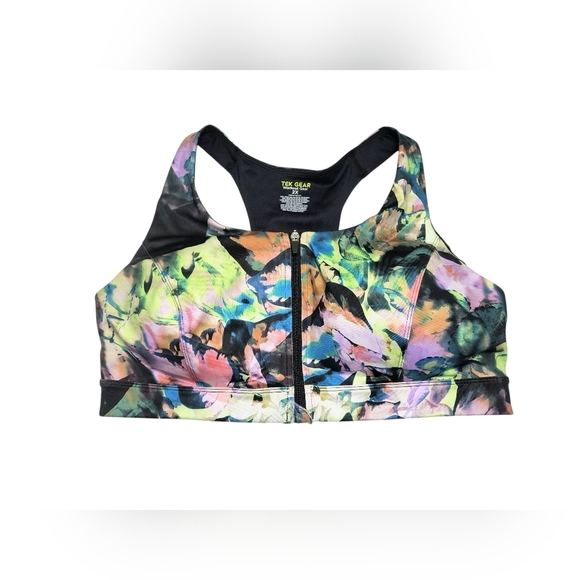 Tek Gear Women's Plus Zip Up Multicolor Floral Sports Bra 2X - Picture 7 of 7